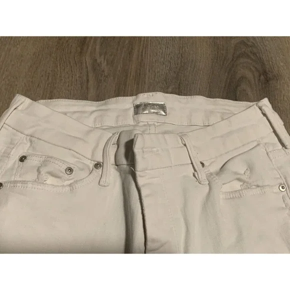 Little Miss Ankle Mother Jeans Looker Women's Size 26 White Cotton Distressed